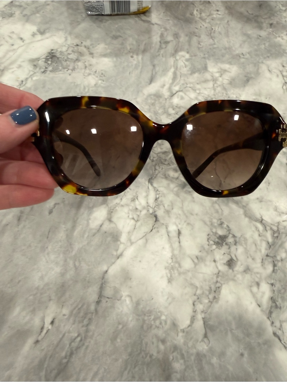 Tory Burch Tortoiseshell Oversized Sunglasses with Brown Lenses